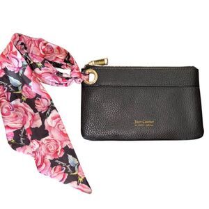 Juicy Couture Signature Scarf Clutch Wristlet Pink Roses Unique Night Out Floral